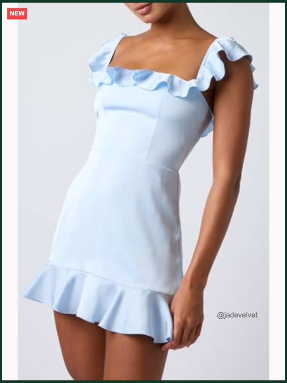 Square Neck Ruffle Smocked Back Mini Dress - Flirty Party Dress - Picture 3 of 5